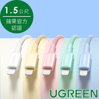 綠聯 USB-C to Lightning充電線/傳輸線MFi彩虹編織版(1.5公尺)