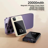 20000mAh Magnetic Qi Wireless Charger Power Bank 22.5W Fast Charging for iPhone 14 13 12 15 Samsung Huawei Xiaomi Mini Powerbank