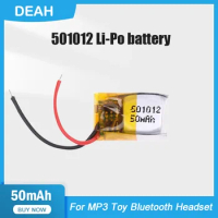1-4PCS 501012 50mAh 3.7V Lithium Polymer Rechargeable Battery For i7s i8 i9 I9S i12 TWS Bluetooth Headset GPS Toy Smart Watch