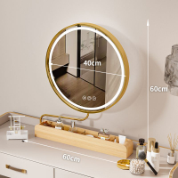 化妝鏡 原木不銹鋼圓形led化妝鏡可翻轉360旋轉臺式臥室桌面梳妝日式燈鏡