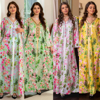 Abaya, AB270, พร้อม Rhinestones พิมพ์, สไตล์ตะวันออกกลาง, คอลเลกชันฤดูใบไม้ผลิ/ฤดูร้อน, ใหม่ในปี 256