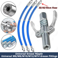 Grease Gun Coupler 10000 PSI NPTI/8 Oil Pump Quick Release Grease Tip With 30/40/50cm Hose Syringe Lubricant Tip Grease Nozzle