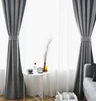窗簾 北歐現代簡約純色棉麻風格窗簾 成品定制客廳臥室飄窗窗簾遮光布MKS 夢藝家