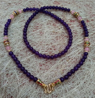 紫玉髓圓珠水晶項鏈 泰國佛牌毛衣掛鏈 可訂做其他款式1入
