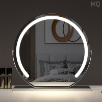 全新 半圓LED化妝鏡 帶燈化妝鏡 臺式桌面鏡 梳妝檯 補光鏡 鏡子 無級調光 三種色溫