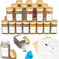 24 Glass Spice Jars with Label Spice Jar Set with Bamboo Lids 4oz Seasoning Containers Shakers & Spi