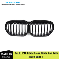 Single line Bright black ABS Car Grille For BMW X1 F48 F49