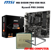 AMD Ryzen 5 PRO 2400G R5 PRO 2400G CPU + MSI B450M PRO-VDH MAX Motherboard Set meal Socket AM4 New / no fan