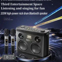 SODLK S1368 Portable Outdoor Karaoke Bluetooth Speaker With Rack Drum Function Subwoofer 320W Stereo Wireless Microphone Speaker