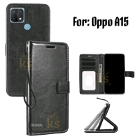Flip Case Untuk Oppo A15 Flip Case Kulit - Casing Dompet Case Wallet Leather Flip Case Premium Cover