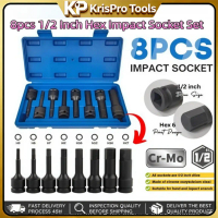KRIS PRO Hex Impact Socket Set 8pcs 1/2” H5-H19 CR-MO Set H Type Impact Driver Tool Box Allen Key Se