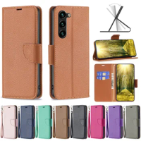 For Samsung Galaxy S24 Ultra S24 S24 Plus S23 S23 Ultra S23 Plus S23 FE A71 A72 A73 S22 S21 Cover Flip Leather Solid Color Case
