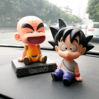 Anime Dragon Ball Z Super Saiyan Goku Kuririn Shaking Head PVC Action Figure Toy Model Phone Holder Bracket Car Decoration Gift