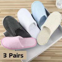 Hot 3 Pairs Women Men Disposable Slippers Non-slip Hotel Slippers Home Indoor Guest Slippers Wedding Shoes Travel Slippers