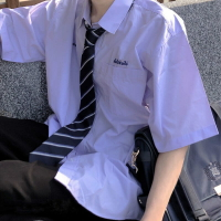 學院風校服襯衫JK寬松制服女學生短袖百搭韓版情侶裝DK上衣泰國潮