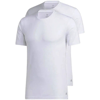 【adidas 愛迪達】2024男時尚棉質白色圓領短袖內衣2件組-網