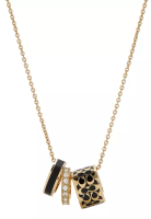 COACH Coach 標誌性金色/黑色琺瑯項鍊 C9446