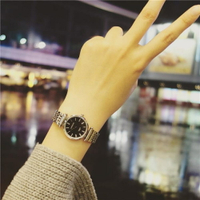 韓國時尚女學生韓版簡約大氣潮流ulzzang精鋼帶男錶情侶手錶 交換禮物