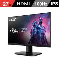 【Acer 宏碁】KA272 E 抗閃系列 27型 IPS 100Hz內建喇叭FreeSync DP 電競螢幕