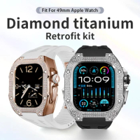 For apple Watch Ultra2 49mm Customization Retrofit Kit Titanium Diamond Inlaid Case DIY Conversion Protect protective case