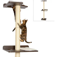 Cat Tower, Pet Climbing Tower, and Activity Tree with Sisal Scratching Pillars, Modern Wall Mounted Cat Furniture, Cat Tree