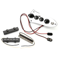 Open Alnico 5 Jazz JB Bass Pickup Neck/Bridge And Loaded Wired Control Plate with Black Knobs Set for 5 String Bass Parts