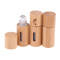 New 3ml Bamboo Wood Bottle Perfume Empty Oil Bottle Stainless Roll On Ball Perfume Aromatherapy Bottle Oil Roller Bottle