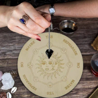 Dreamy Wooden Pendulum Board with Moon Star Divination Energy Carven Plate Healing Meditation Board Altar Ornaments