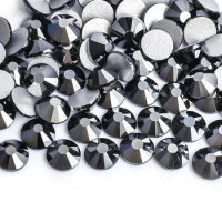 Super Glitter Rhinestones Black Shiny SS4-SS30 Non HotFix FlatBack Glass Rhinestone Dress Decorations