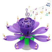 Musical Lotus Candle Creative Rotating Birthday Candle LED Festive Electric Visual Effect Solid Paraffin Unique Singing Candles