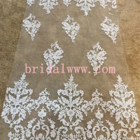 OL3441BCL quality beaded bridal lace fabric off white light ivory