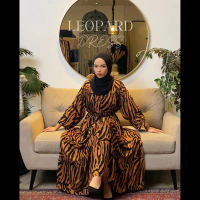 Leopard dress wanita premium