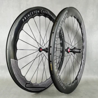 Princeton Carbon Road Bike Wheelset, V Brake , Tubeless, Tubular Wheels, UD Glossy Gold, Silver, Black Logo, 700C, 6560