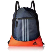 【Adidas】2018時尚聯盟大學藍橙色拉鍊款抽繩後背包【預購】