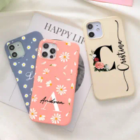 Custom Name Alphabet Daisy Phone Case For Apple iPhone 13 12 11 Pro Max X XR XS 7 8 Plus Mini Personalized Silicone Soft Cover