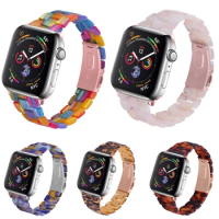 Resin strap for apple watch band 44 40 42 38mm correa transparent woman Loop watchband for iwatch 6 se series 5 4 3 2 Fran-18SJ