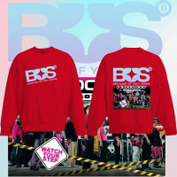 Hoodies BUS because of you i shine round sweatshirtเสื้อสเวตเตอร์แขนยาวพิมพ์ลายผ้าฝ้ายแท้สําหรับผู้