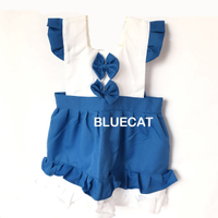 海洋風藍色雙蝴蝶結 兒童圍裙【BlueCat】【JI2390】