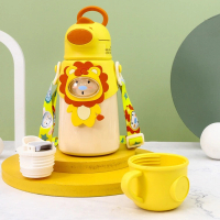 500ml 立體造型水壺 不鏽鋼兒童水壺(卡通保溫杯 防漏水壺 雙蓋吸管杯)
