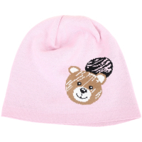 MOSCHINO 塗鴉泰迪熊混紡羊毛帽(粉色)