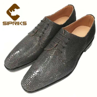 Sipriks Real Stingray Skin Shoes Men Goodyear Welt Shoes Thailand Imported Dress Oxfords Mens Formal Tuxedo Shoes Social 45