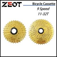 ZEOT Road Bike 9 Speed Gold Cassetee Velocidade 11-32T Bicycle Cassette Freewheel MTB Sprocket for SHIMANO SRAM