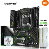 MACHINIST X99 MR9S Motherboard Combo LGA 2011-3 Xeon E5 2666 V3 Kit CPU 2*DDR4 8GB 2666MHz RAM Memory NVME M.2 SSD Four Channel