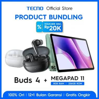 TECNO Bundle - Megapad 11 8+8*256 & Buds 4 MEGAPAD GREY, BUDS BLACK