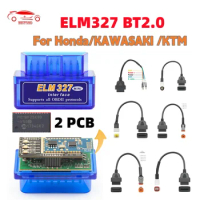 ELM327 Bluetooth 2.0 2PCB PIC25K80 For Android For YAMAHA Connector for Motorcycle For Harley Moto OBD 2 OBD2 Extension cable