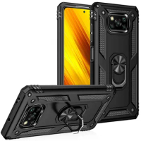 For Xiaomi Pocophone Poco X3 Pro Case Magnetic Metal Ring Holder Shockproof Armor Phone Case For Poco X3 NFC PocoX3 Pro Cover