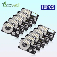 Ecowell 5PK /10PK 12mm XR-12XG XR12XG Compatible Casio XR 12XG label tape Gold on Clear for Casio Label Maker KL-60 KL-120 300