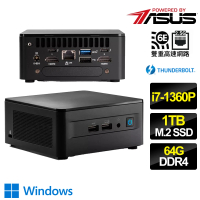 【ASUS 華碩】NUC i7十二核 WIN11 {癡心易碎} 迷你電腦(i7-1360P/64G/1TB M.2)