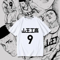 New 2024 Anime The First Slam Dunk Akita SANNOH #9 Sawakita Basketball T Shirt Mens White Tops Cotton