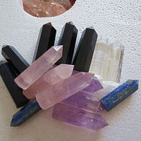 各種天然白水晶柱粉水晶紫水晶黑曜天青石小水晶柱六棱柱可做吊墜